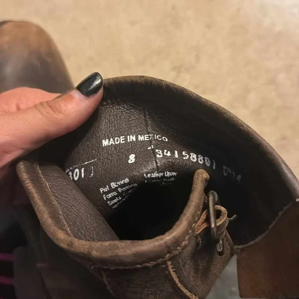 Women's Brown Leather Cowboy Boots Size 8 Made in Mexico - Like New LEATHER - Picture 7 of 7